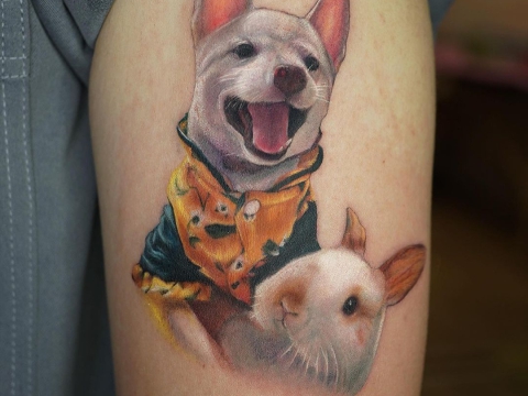 Hình xăm thú cưng đánh yêu 