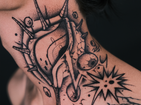 Hình xăm trắng đen ấn tượng 