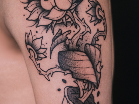 Hình xăm trắng đen ấn tượng 