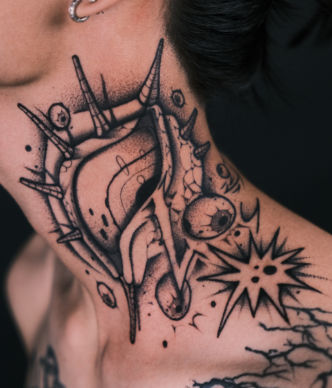 Hình xăm trắng đen ấn tượng 